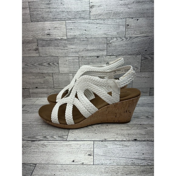 Rockport Shoes Womens Size 9 White Wedge Sandals Cork Platform Strappy‎ TruTECH - Picture 2 of 15